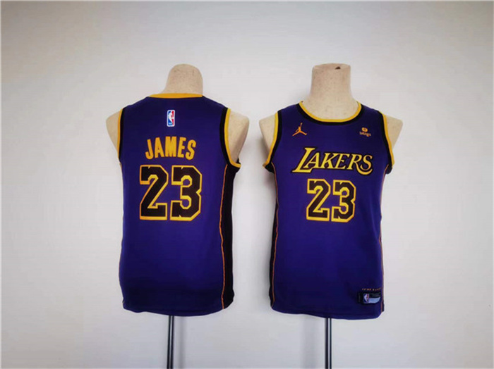 Youth Los Angeles Lakers #23 LeBron James Purple Stitched Basketball Jersey Youth Los Angeles Lakers #23 LeBron James Purple Stitched Basketball Jersey
