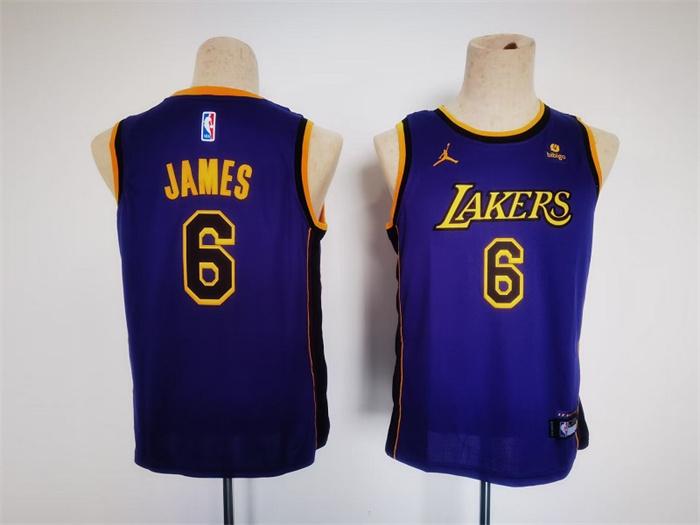 Youth Los Angeles Lakers #6 LeBron James Purple Stitched Basketball Jersey Youth Los Angeles Lakers #6 LeBron James Purple Stitched Basketball Jersey