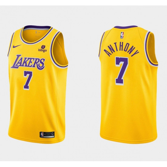 Youth Los Angeles Lakers #7 Carmelo Anthony Bibigo Yellow Stitched Basketball Jersey Youth Los Angeles Lakers #7 Carmelo Anthony Bibigo Yellow Stitched Basketball Jersey