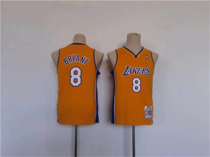 Youth Los Angeles Lakers #8 Kobe Bryant Yellow Stitched Basketball Jersey Youth Los Angeles Lakers #8 Kobe Bryant Yellow Stitched Basketball Jersey