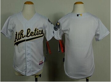 Youth MLB Athletics Blank White Cool Base Baseball Jersey