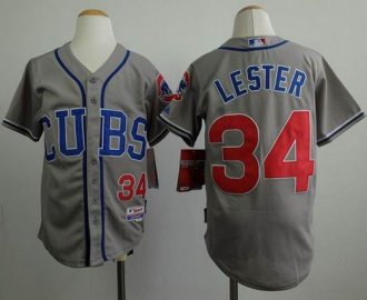 Youth MLB Chicago Cubs #34 Jon Lester Grey Alternate Road Cool Base Stitched Baseball Jersey