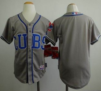 Youth MLB Chicago Cubs Blank Grey Alternate Road Cool Base Stitched Baseball Jersey