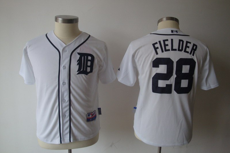 Youth MLB Detroit Tigers 28 Fielder White Jerseys Youth MLB Detroit Tigers 28 Fielder White Jerseys