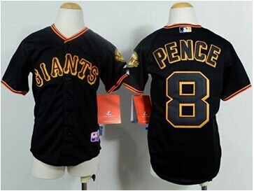 Youth MLB Giants #8 Hunter Pence Black Cool Base Jersey