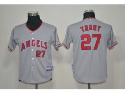 Youth MLB Jersey Los Angeles Angels #27 Trout Grey Jerseys Youth MLB Jersey Los Angeles Angels #27 Trout Grey Jerseys