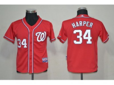 Youth MLB Jersey Washington Nationals #34 Harper Red Jerseys