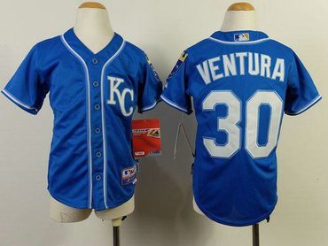 Youth MLB Kansas City Royals #30 Yordano Ventura Blue Cool Base Baseball Jersey