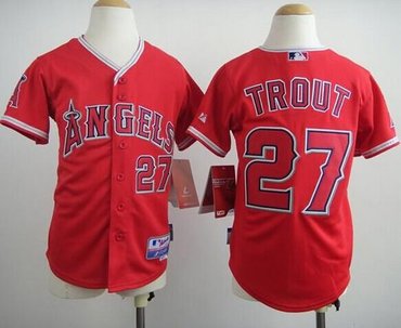 Youth MLB Los Angeles Angels #27 Mike Trout Red Cool Base Baseball Jersey Youth MLB Los Angeles Angels #27 Mike Trout Red Cool Base Baseball Jersey
