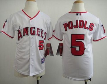 Youth MLB Los Angeles Angels #5 Albert Pujols White Baseball Jersey Youth MLB Los Angeles Angels #5 Albert Pujols White Baseball Jersey