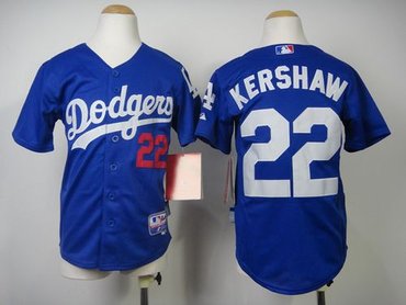 Youth MLB Los Angeles Dodgers #22 Clayton Kershaw Blue Cool Base Stitched Jersey