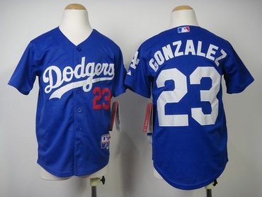 Youth MLB Los Angeles Dodgers #23 Adrian Gonzalez Blue Cool Base Stitched Jersey