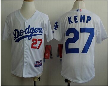 Youth MLB Los Angeles Dodgers #27 Matt Kemp White Cool Base Stitched Baseball Jersey