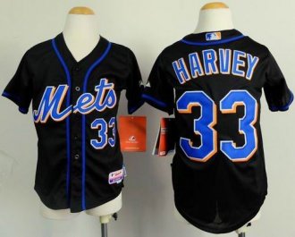 Youth MLB Mets #33 Matt Harvey Black Cool Base Stitched Jersey