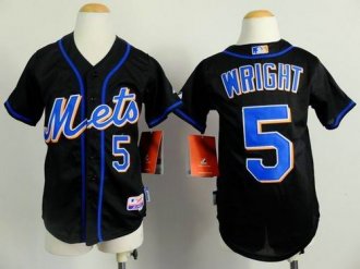 Youth MLB Mets #5 David Wright Black Cool Base Stitched Jersey
