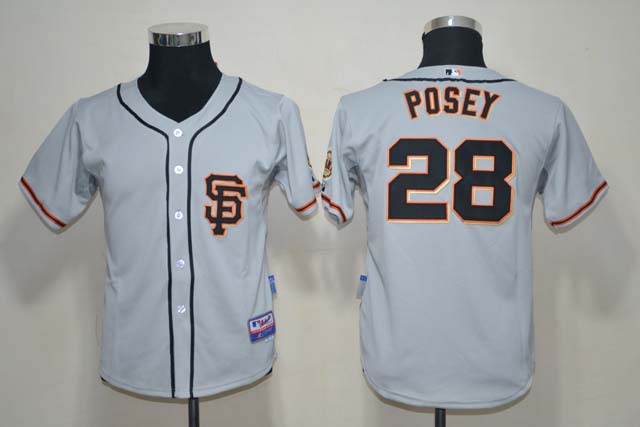 Youth MLB San Francisco Giants 28 Buster Posey Grey Jerseys Youth MLB San Francisco Giants 28 Buster Posey Grey Jerseys