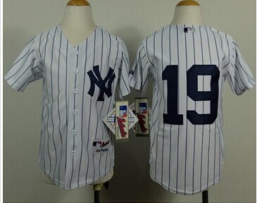 Youth MLB Yankees #19 Masahiro Tanaka White Jersey