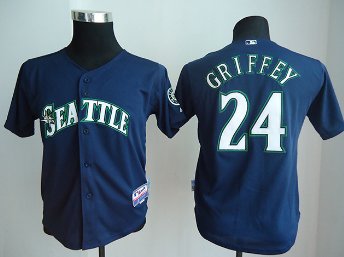 Youth Mariners 24 Griffey Navy Blue Jerseys