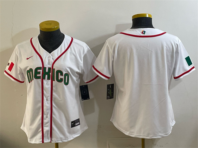 Youth Mexico Baseball Blank White 2026 World Baseball Classic Home Stadium Stitched Baseball Jersey Youth Mexico Baseball Blank White 2026 World Baseball Classic Home Stadium Stitched Baseball Jersey