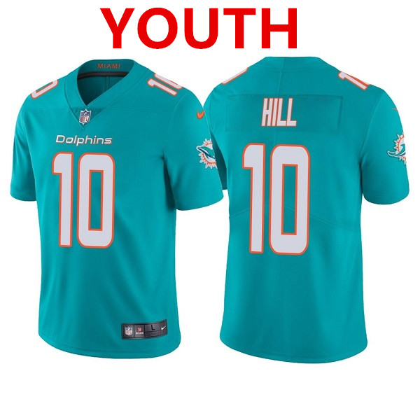Youth Miami Dolphins #10 Tyreek Hill Aqua Vapor Untouchable Limited Stitched Jersey Youth Miami Dolphins #10 Tyreek Hill Aqua Vapor Untouchable Limited Stitched Jersey