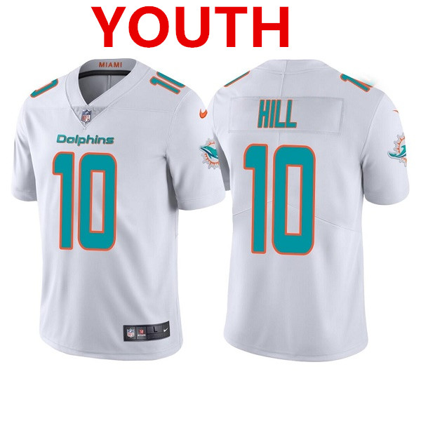 Youth Miami Dolphins #10 Tyreek Hill White Vapor Untouchable Limited Stitched Jersey Youth Miami Dolphins #10 Tyreek Hill White Vapor Untouchable Limited Stitched Jersey