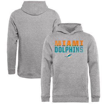 Youth Miami Dolphins NFL Pro Line By Fanatics Branded Ash Iconic Collection Fade Out Pullover Hoodie