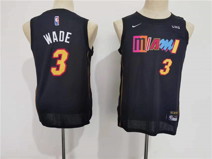 Youth Miami Heat #3 Dwyane Wade Black City Edition Swingman Stitched Jersey Youth Miami Heat #3 Dwyane Wade Black City Edition Swingman Stitched Jersey