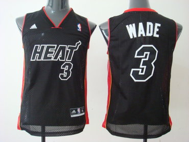 Youth Miami Heat 3 Wade black Red&Black Number Jersey Youth Miami Heat 3 Wade black Red&Black Number Jersey