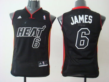 Youth Miami Heat 6 LeBron James black Red&Black Number Jersey Youth Miami Heat 6 LeBron James black Red&Black Number Jersey