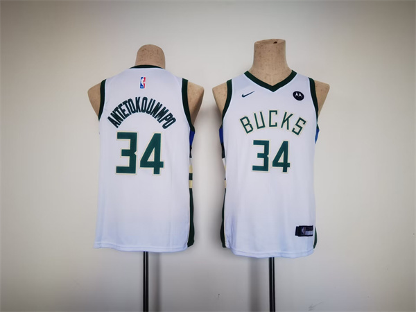Youth Milwaukee Bucks #34 Giannis Antetokounmpo White Stitched Basketball Jersey Youth Milwaukee Bucks #34 Giannis Antetokounmpo White Stitched Basketball Jersey