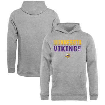 Youth Minnesota Vikings NFL Pro Line By Fanatics Branded Ash Iconic Collection Fade Out Pullover Hoodie