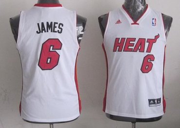 Youth NBA Miami Heat #6 LeBron James White Stitched Jersey Youth NBA Miami Heat #6 LeBron James White Stitched Jersey