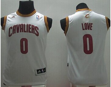 Youth NBA Revolution 30 Cavaliers #0 Kevin Love White Stitched Jersey