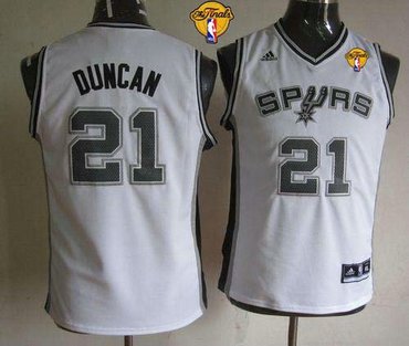 Youth NBA San Antonio Spurs #21 Tim Duncan White With Finals Patch Stitched NBA Jersey Youth NBA San Antonio Spurs #21 Tim Duncan White With Finals Patch Stitched NBA Jersey