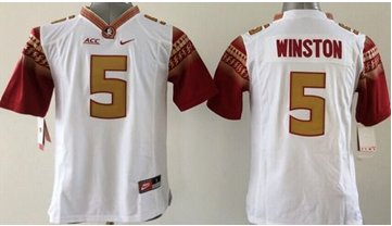Youth NCAA Seminoles #5 Jameis Winston White Limited Stitched Jersey