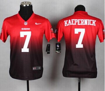 Youth NEW 49ers #7 Colin Kaepernick Red Black NFL Elite Fadeaway Fashion Jersey