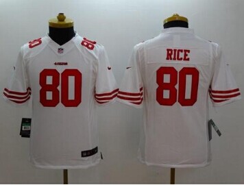 Youth NEW 49ers #80 Jerry Rice White NFL Limited Jersey