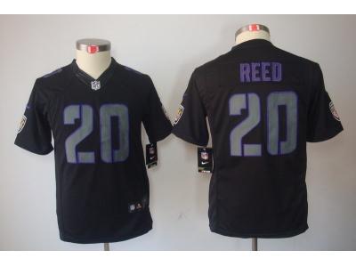 Youth NEW Baltimore Ravens #20 Ed Reed Black Jerseys(Impact Limited)