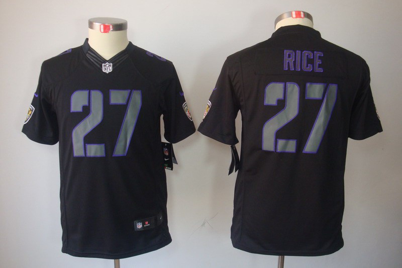 Youth NEW Baltimore Ravens 27 Ray Rice Black Jerseys(Impact Limited)