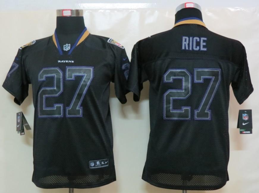 Youth NEW Baltimore Ravens 27 Ray Rice Lights Out Black Elite Jerseys