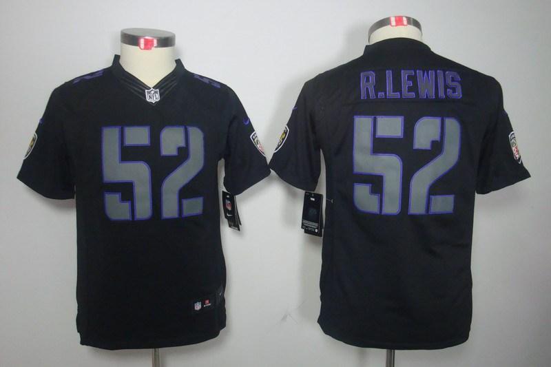 Youth NEW Baltimore Ravens 52 R.Lewis Black Jerseys(Impact Limited)