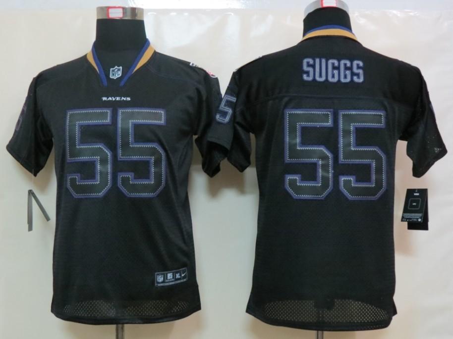 Youth NEW Baltimore Ravens 55 Terrell Suggs Lights Out Black Elite Jerseys