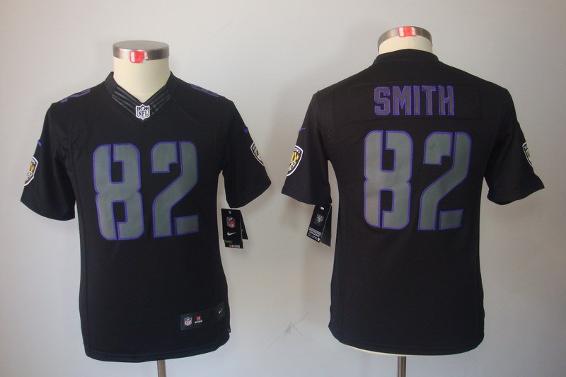 Youth NEW Baltimore Ravens 82 Torrey Smith Black Jerseys(Impact Limited)