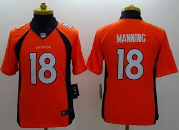 Youth NEW Broncos #18 Peyton Manning Orange Team Color NFL New Limited Jersey