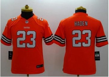 Youth NEW Browns #23 Joe Haden Orange Alternate NFL Limited Jersey