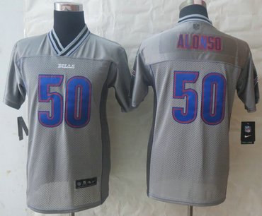Youth NEW Buffalo Bills #50 Alonso Grey Vapor Elite Jerseys