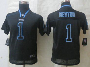 Youth NEW Carolina Panthers #1 Cam Newton Lights Out Black NFL Jersey