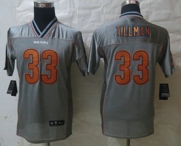 Youth NEW Chicago Bears #33 Charles Tillman Grey Vapor Elite Jerseys
