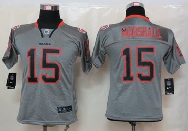 Youth NEW Chicago Bears 15 Brandon Marshall Lights Out Grey Elite Jerseys