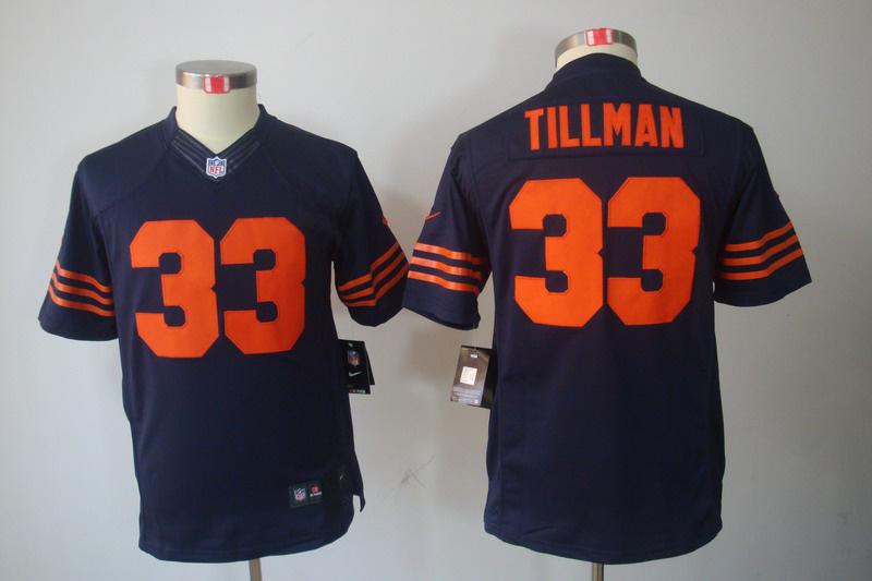 Youth NEW Chicago Bears 33 Charles Tillman Blue Jerseys(orange number)